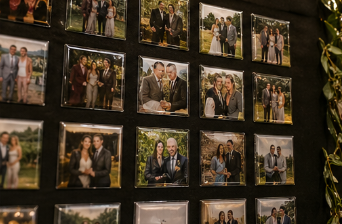 Wall display of photo magnets